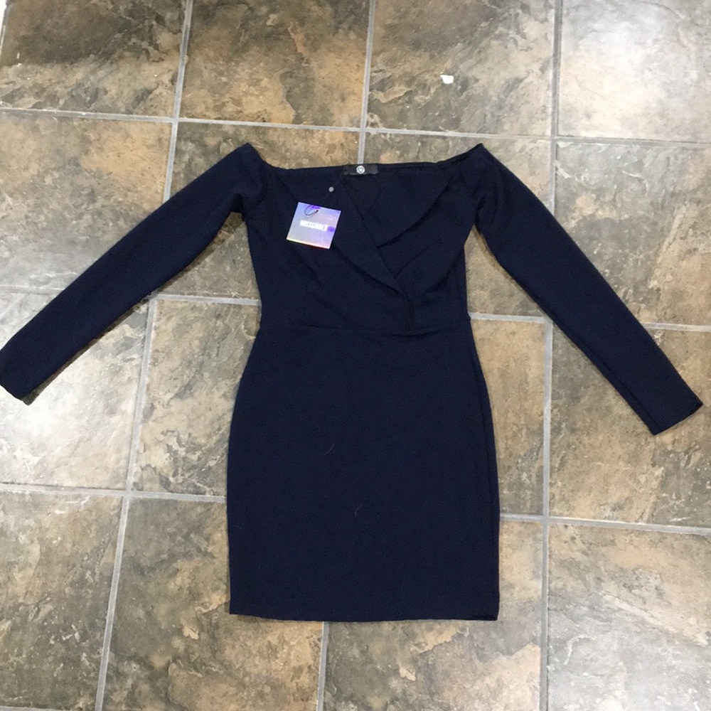 MissGuided Bardot Foldover Wrap Dress